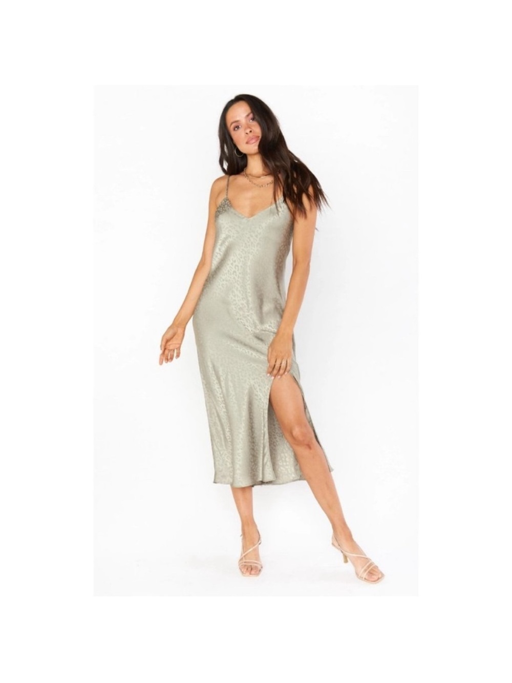 NWT Show Me Your MuMu Zio Satin Slip Dress Small Sage Green